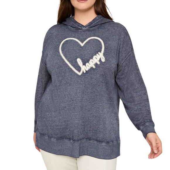 Lane Bryant Relaxed Sequin-Detail Happy Heart Graphic Hoodie - Size 14/16 - Picture 1 of 8
